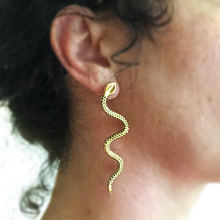 Load image into Gallery viewer, Brass Snake Post Earrings