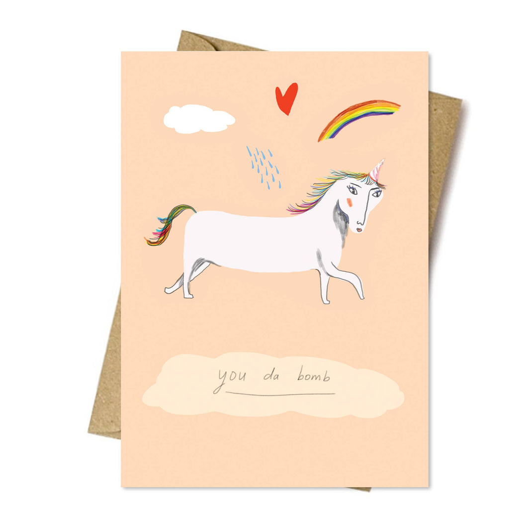 You da bomb unicorn card